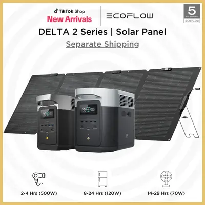 EF ECOFLOW Solar Generator DELTA2 series with 220W Solar Panel, LFP(LiFePO4) Battery, Fast Charging, Portable Power Station f...