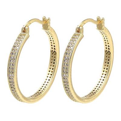 Rack Plating Brass Micro Pave Clear Cubic Zirconia Hoop Earrings