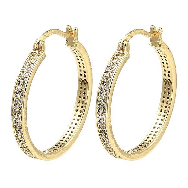 Rack Plating Brass Micro Pave Clear Cubic Zirconia Hoop Earrings