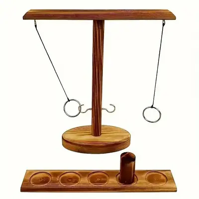 Wooden Hook and Ring Game, 1 Set Creative Wooden Hook and Ring Game, Indoor/outdoor Combat Game for Adults, Party Supplies, I...