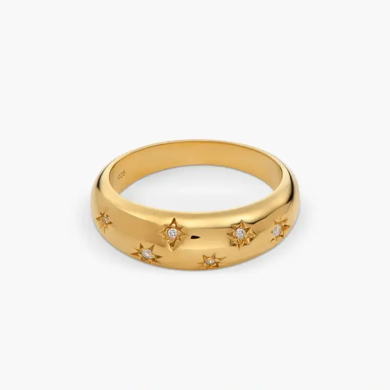 Gold Vermeil Moissanite Flowers Ring for Women
