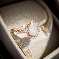 Rose Gold Australian Opal Ring | Celestial Hypoallergenic Jewelry for Women | festival Gift, Party Stacking & Vacation Essen...