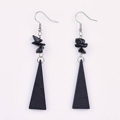 Pear Wood Dangle Earring