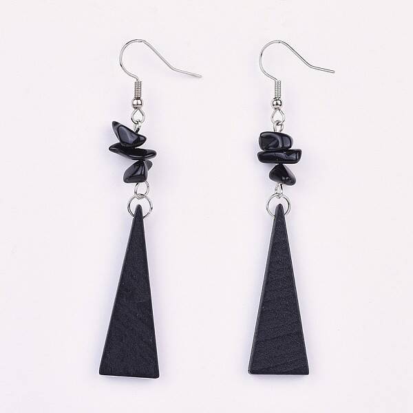 Pear Wood Dangle Earring