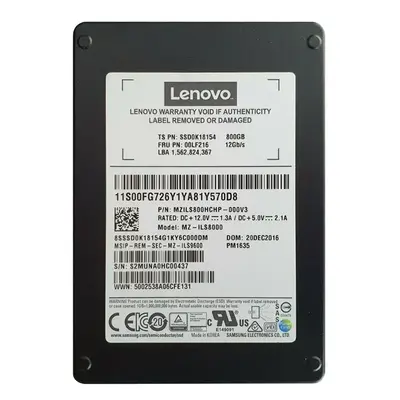 00LF216 Lenovo 800GB SAS 12Gb/s 2.5-Inch Solid State Drive