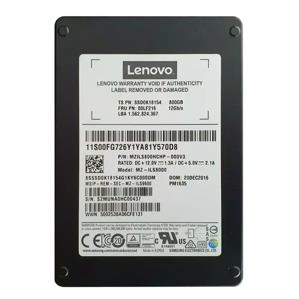 00LF216 Lenovo 800GB SAS 12Gb/s 2.5-Inch Solid State Drive