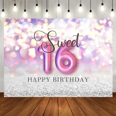 Aperturee Sweet Lovely Bokeh Happy 16Th Birthday Backdrop