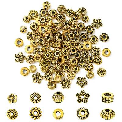 100Pcs 10 Styles Tibetan Style Alloy Spacer Beads
