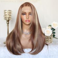 A47 by AISOM 20“ Highlight Copper Blonde Layered Straight Synthetic Lace Front Wigs 13x6 HD Glueless Wig Pre Plucked Free P...