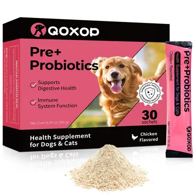 Probiotics for Dogs & Cats - 30 Sachets Chicken Flavored Pet Digestive Relief with Prebiotics,Fiber,& Digestive Enzymes - Pro...