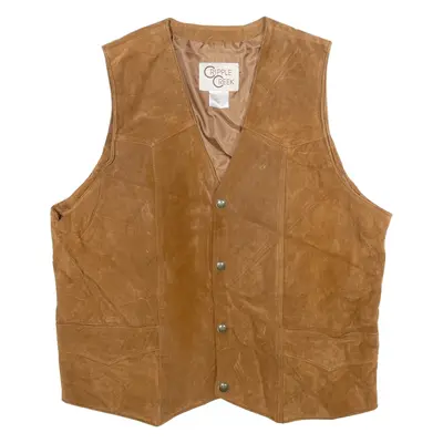 CRIPPLE CREEK Mens Gilet Brown Leather L