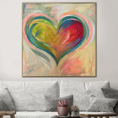 Large Original Heart Paintings On Canvas Modern Romantic Art Colorful Painting Contemporary Wall Art | ROMANTIC VALENTINE