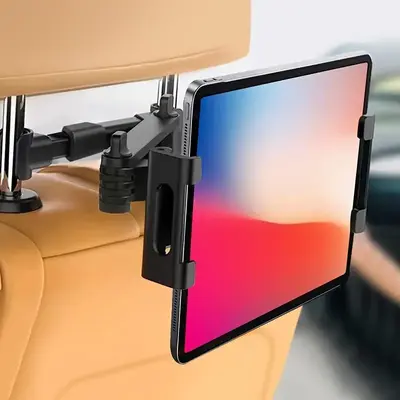 Car Headrest Tablet Mount, Car Headrest Tablet Holder, Seat Back Tablet Mount, Storage Holder for Tablet & Phone, Car Phone S...