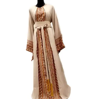 Brown and Beige Abaya Set - Elegant 2-Piece Design with Unique Detailing, Sparse Availability, Perfect for Various Occasions