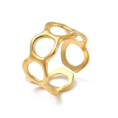 Ion Plating(IP) 304 Stainless Steel Circle Ring Wrap Open Cuff Ring for Women