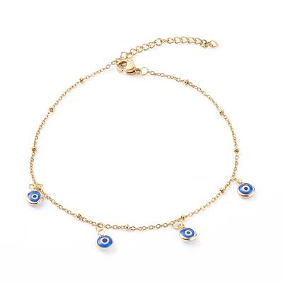 Evil Eye Lampwork Charm Anklets