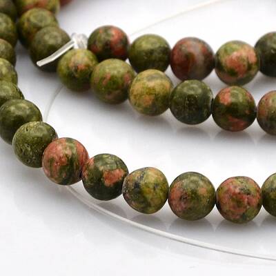 Natural Unakite Round Beads Strands