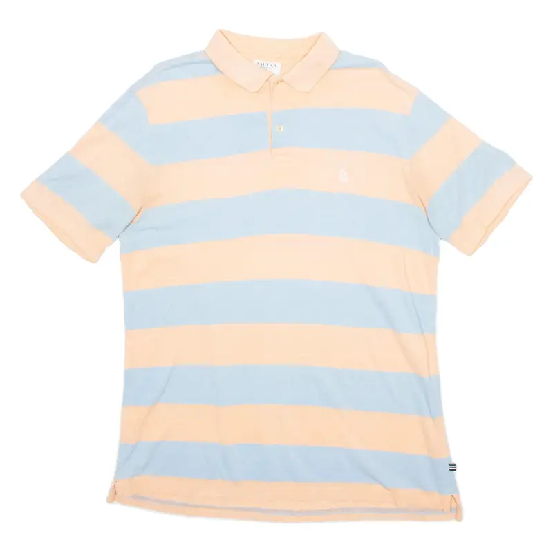 NAUTICA Mens Polo Shirt Pink Striped Short Sleeve L
