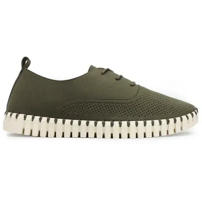 Ilse Jacobsen Tulip 145 Nylon Polyurethane Men's Loafers Shoes - Deep Olive Pearled Ivory - Size:US 12 Men