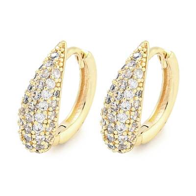 Brass Micro Pave Clear Cubic Zirconia Hoop Earrings for Women