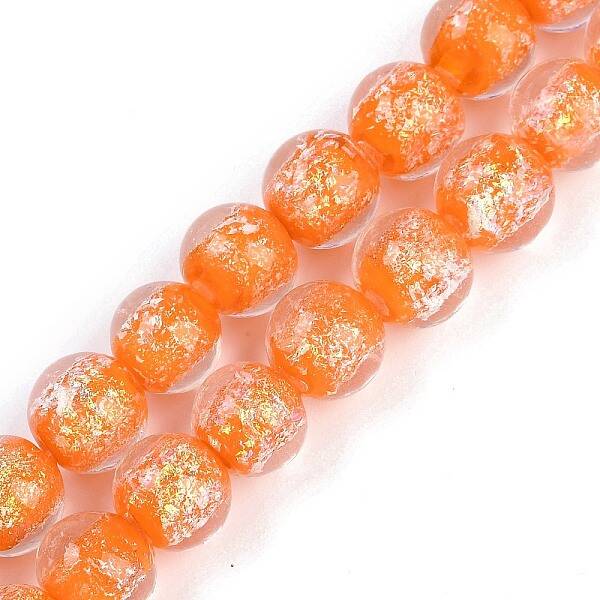 Handmade Gold Foil Lampwork Beads Strands