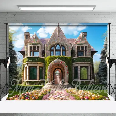 Blue Sky And Ivy House Eggs Outdoor Easter Backdrop - Aperturee