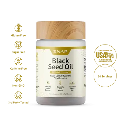 Snap Supplements - Black Seed Oil - Cold Pressed - Natural Supplement Soft Gels Healthcare Fitness