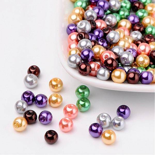 Halloween Mix Pearlized Glass Pearl Beads