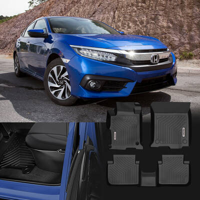 OEDRO Floor Mats for 2013-2017 Honda Accord Sedan, Black TPE All Weather Guard Liners Set