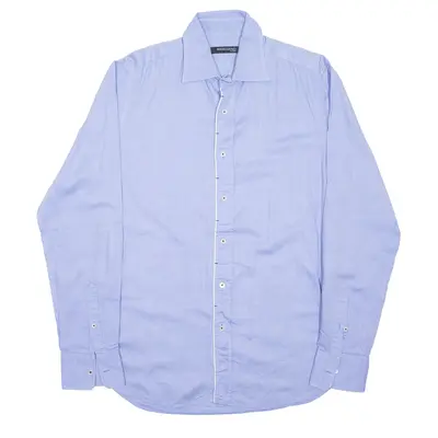 MARCIANO GUESS Plain Shirt Blue Long Sleeve Mens M