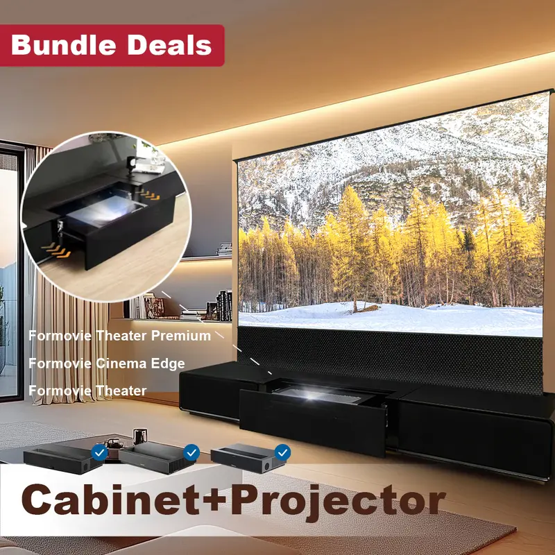 Shore Laser TV Cabinet + UST Projector Bundle(Pre-Assembled）