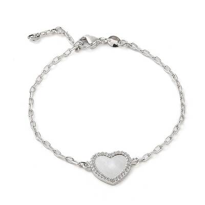 Brass Micro Pave Clear Cubic Zirconia Link Bracelets