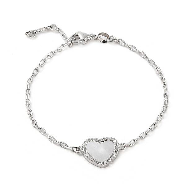 Brass Micro Pave Clear Cubic Zirconia Link Bracelets