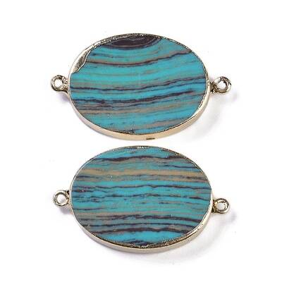 Synthetic Picture Jasper Dyed Connector Charms