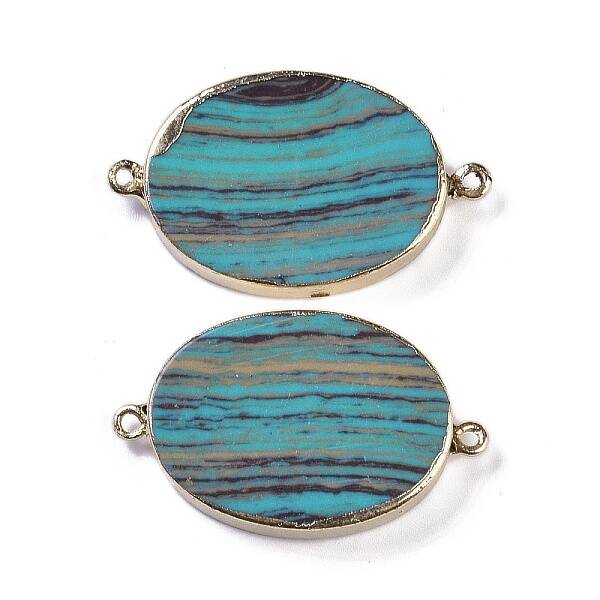 Synthetic Picture Jasper Dyed Connector Charms