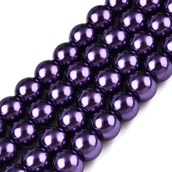 Baking Painted Pearlized Glass Pearl Round Bead Strands