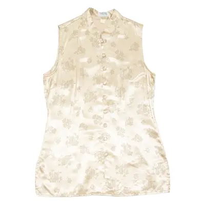 TREND Womens Printed Blouse Gold Sleeveless Silk Floral M