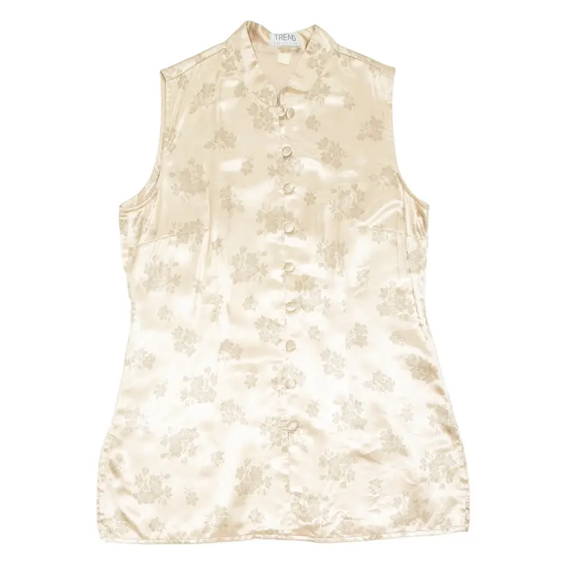 TREND Womens Printed Blouse Gold Sleeveless Silk Floral M