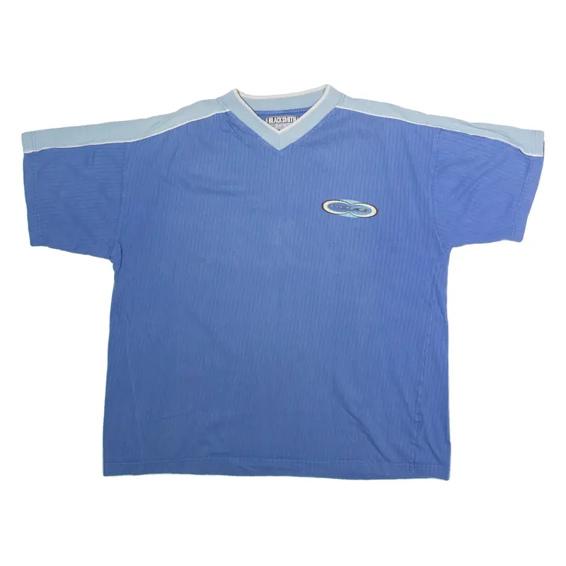 BLACKSMITH Mens T-Shirt Blue 90s V-Neck L