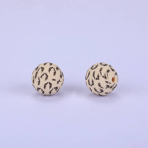 Printed Round Silicone Focal Beads