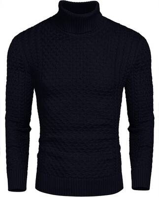 Slim Fit Turtleneck Twisted Sweater (US Only), Nave Blue / XL
