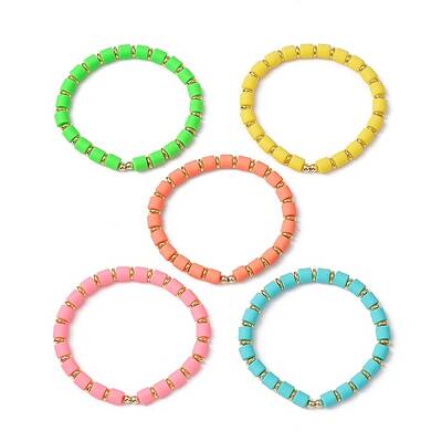 Polymer Clay Column Beaded Stretch Bracelets