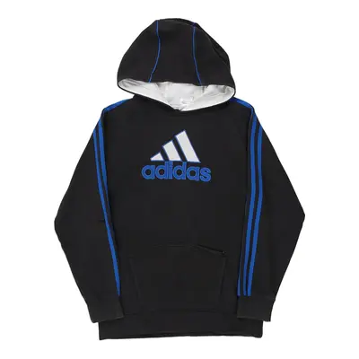 Age 12-13 Adidas Spellout Hoodie - Medium Black Cotton Blend