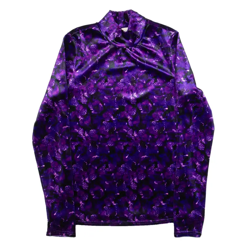COAST Womens Printed Top Purple High Neck Long Sleeve UK 8