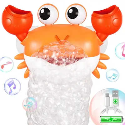 2024 Upgraded Crab Bubble Maker, Rechargeable Plastic Bubble Machine Pool Toys, Blow Bubbles with Children's Songs, Fun Bubbl...