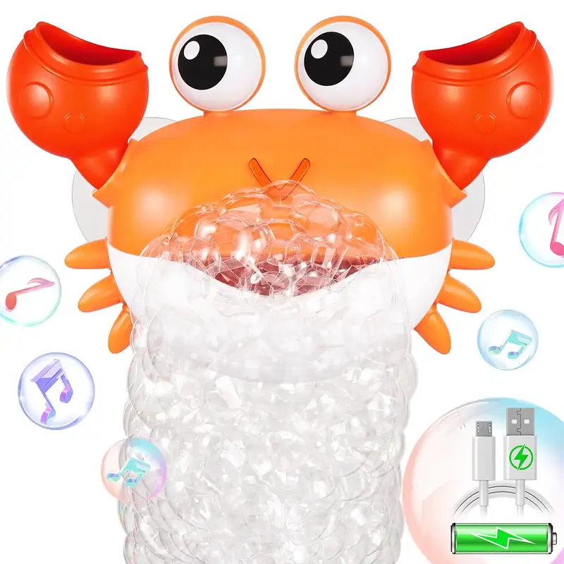 2024 Upgraded Crab Bubble Maker, Rechargeable Plastic Bubble Machine Pool Toys, Blow Bubbles with Children's Songs, Fun Bubbl...
