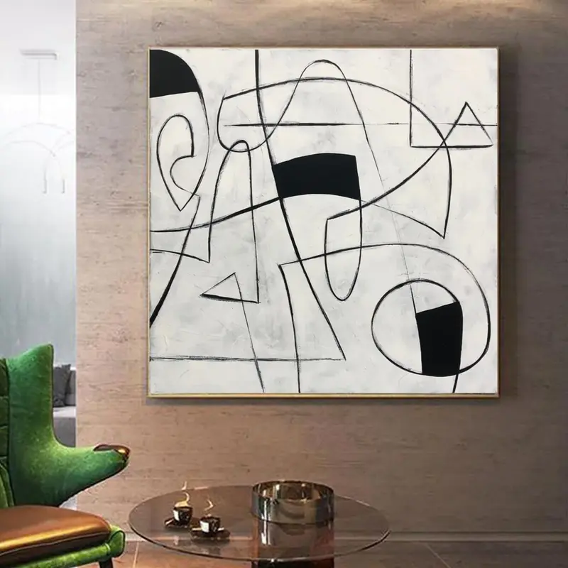 Black And White Oil Painting Abstract Painting Modern Oil Abstract Canvas Art Black And White Wall Art Abstract Black And Whi...