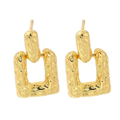 Rack Plating Square Brass Stud Earrings