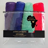4 Piece African Exfoliating Net Sponge Bundle, Ethically Sourced from Nigeria Bath Sponge