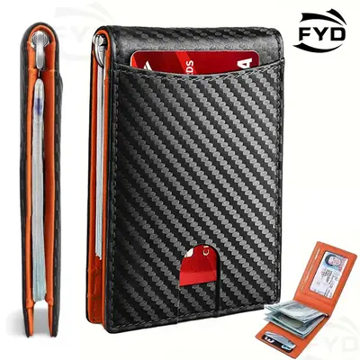 Slim Wallets for Men - Leather Money Clip Mens Wallet - RFID Blocking Front Pocket Bifold Wallet - Thin Credit Card Holder wi...